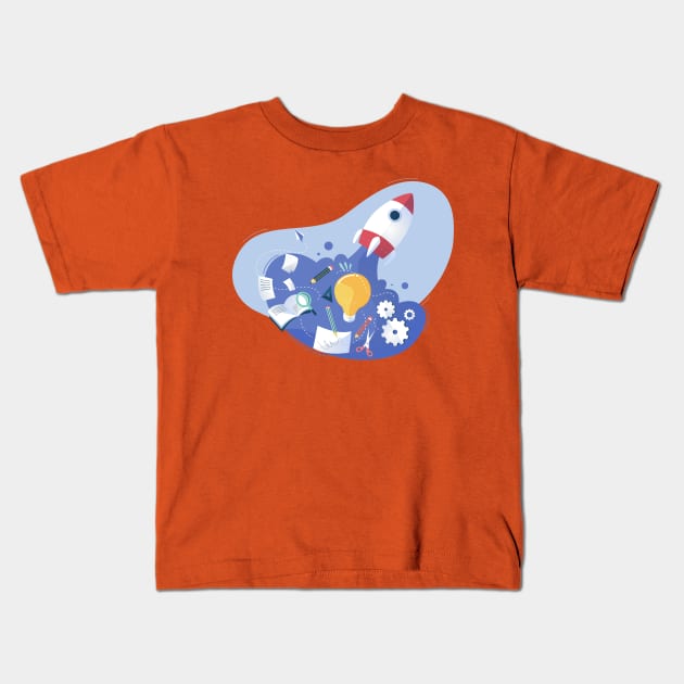 Landing Rocket Kids T-Shirt by Mako Design 